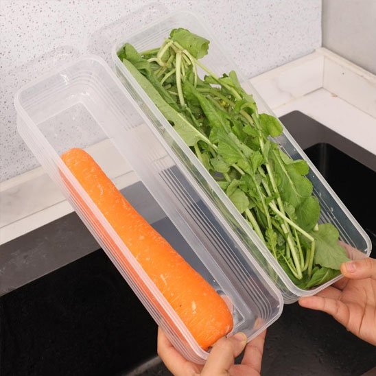 Rangement frigo boite allongée pour légumes