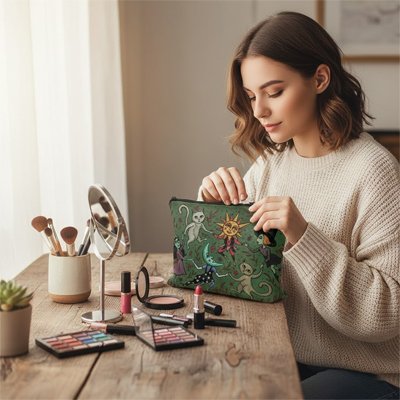 Trousse de maquillage sorcière chat