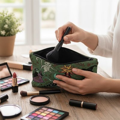 Trousse de maquillage verte